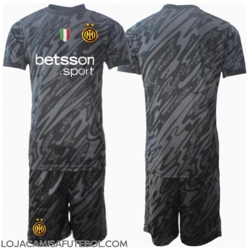 Camisa de Futebol Inter Milan Goleiro Equipamento Alternativo Infantil 2024-25 Manga Curta (+ Calças curtas)